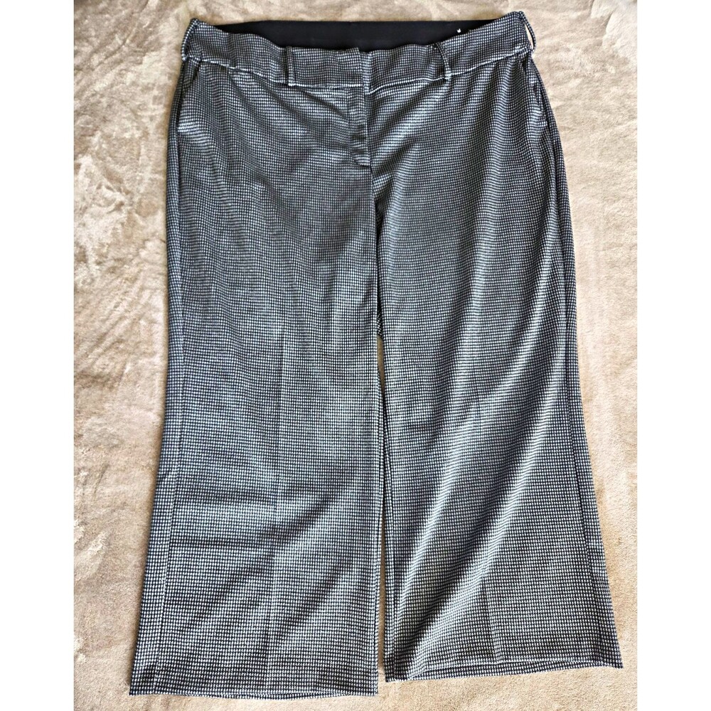 Lane Bryant Women's Houndstooth Dress Pants Wide Leg Mid Rise Classic Heritage